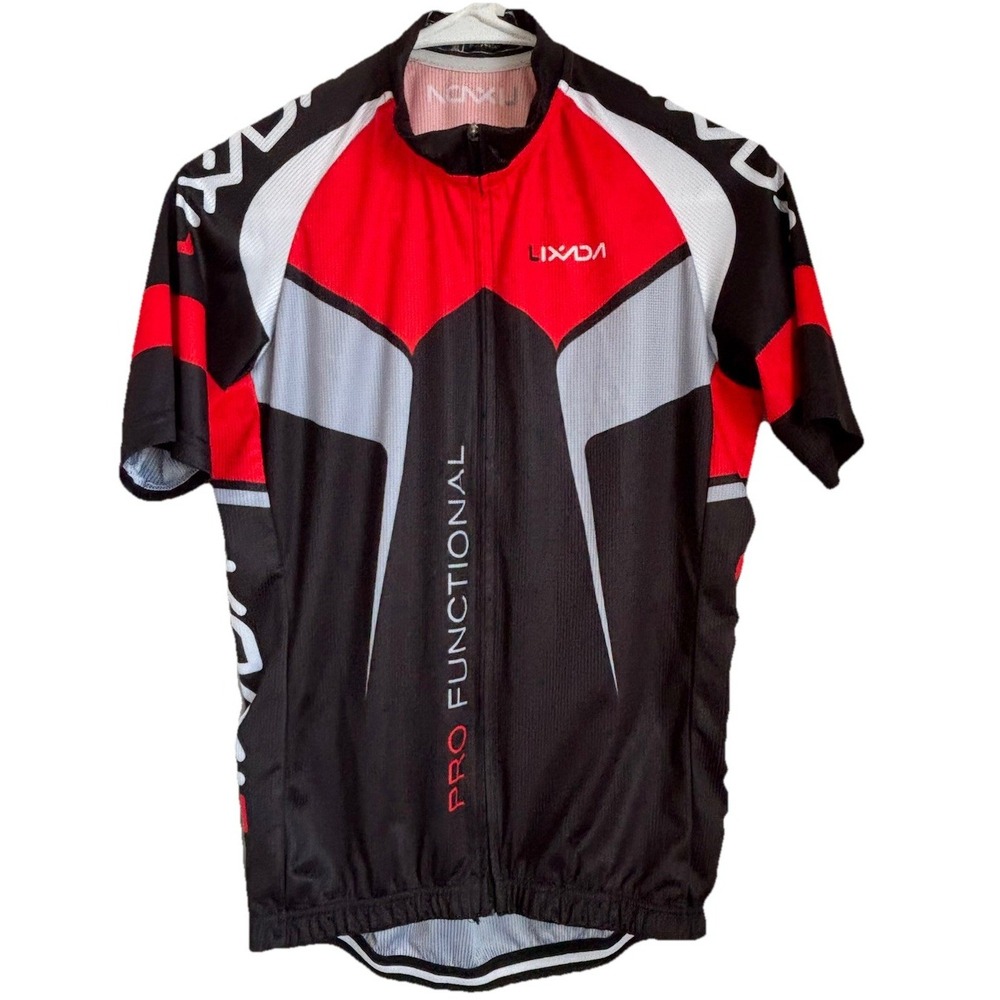 Lixada Mens Pro Functional Cycling Jersey Red Black White Size EU S Small Zip Up - Picture 2 of 12